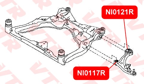 NI0121RP ПОЛИУРЕТАНОВЫЙ САЙЛЕНТБЛОК РЫЧАГА ПЕРЕДНЕЙ ПОДВЕСКИ, ЗАДНИЙ NI0121RP VTR