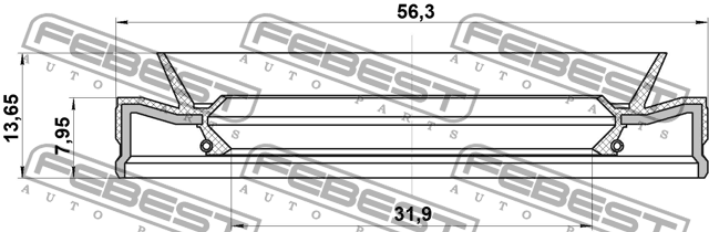 Сальник привода NISSAN PRIMERA P12 2001-2007 (33X56X8X13.7) 95HEY-33560814C 95HEY-33560814C FEBEST