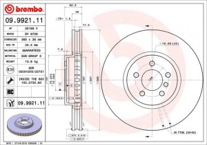 Диск тормозной передний BMW X6 (F16, F86) 14 [34116793243] 09.9921.11 09.9921.11 BREMBO