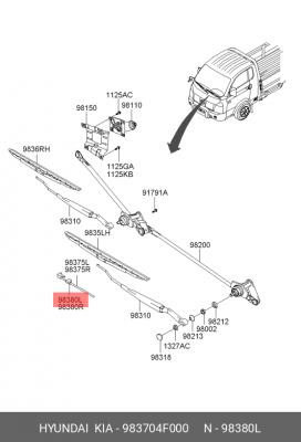 Жиклер HYUNDAI Porter 2 омывателя левый OE 983704F000 HYUNDAI KIA