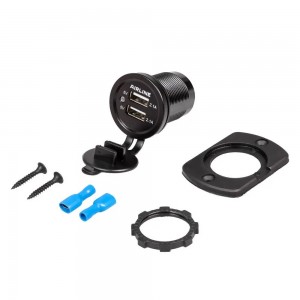 Розетка USB встраиваемая влагозащ. с 2 портами (5В, 2.1А + 2.1А) (В пакете) (AEB AEBJ205 AIRLINE