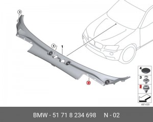 Клипса BMW 3 (E46),7 (Е65) крепления обшивки двери OE 51 71 8 234 698 BMW