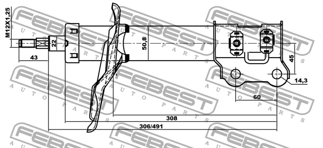 Амортизатор передн правый KIA CEED 06-12 12110-001FR 12110-001FR FEBEST