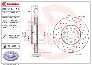 Диск перфорированный Brembo Xtra 09.9145.1X 09.9145.1X BREMBO