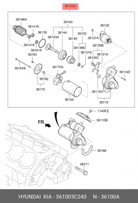 Стартер HYUNDAI Genesis (14-) (3.0/3.8) OE 361003C240 HYUNDAI KIA