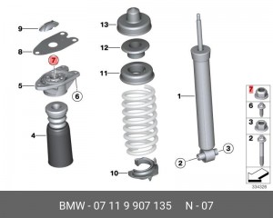 Гайка шестигранная с фланцем 07119907135 07 11 9 907 135 BMW