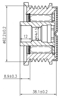 Шкив с обгонной муфтой генер. для а/м Hyundai Sonata NF (05-) 2.0i/2.4i (тип Den SGP 08L8 START VOLT