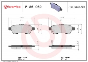 P56060 1188 01=FDB1882 [44060EB325] !колодки дисковые з.\ Nissan Pathfinder 4.0/ P56060 BREMBO