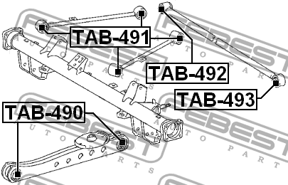 Сайлентблок задн рычага TOYOTA PROBOX/SUCCED 02- TAB-490 TAB-490 FEBEST