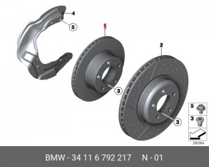 Диск тормозной BMW 3 (F30) передний (1шт.) ОЕ 34 11 6 792 217 BMW