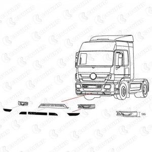 часть бампера! левый угловой спойлер H=195 \MB Actros 3 943117 COVIND