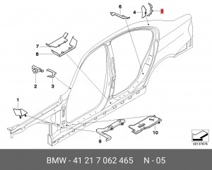 Кронштейн BMW 3 (Е90) (05-10) крепления стойки наружной левой OE 41 21 7 062 465 BMW