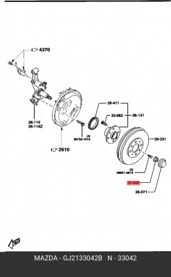 Гайка MAZDA 3,6 ступицы передней OE GJ2133042B MAZDA