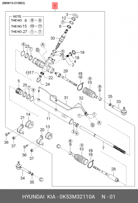 Рейка рулевая KIA Carnival OE 0K53M32110A HYUNDAI KIA