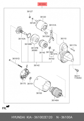 Стартер HYUNDAI ix35 (13-),i40 (11-) OE 361002E120 HYUNDAI KIA