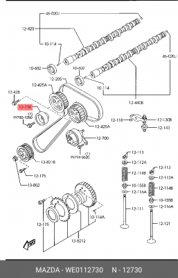 Ролик ГРМ MAZDA BT-50 обводной OE WE01-12-730 MAZDA