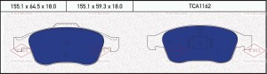 Колодки тормозные дисковые передние RENAULT Fluence/Grand Scenic/Megane/Scenic 1 TCA1162 TATSUMI