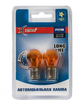 Лампа 12V PY21W BAU15s 3200К желтая блистер (2шт.) Long Life XENITE 1007125 XENITE