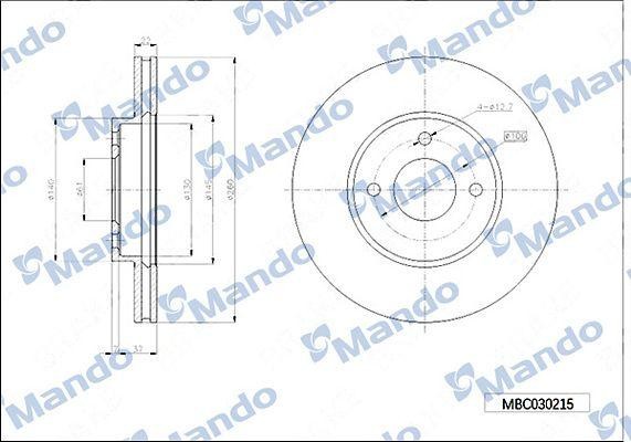 Диск тормозной KIA Sorento (06-) задний (1шт.) MANDO MBC030216 MANDO