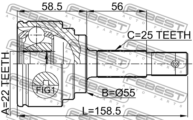ШРУС внешний NISSAN ALMERA CLASSIC, ALMERA N16 0210-N16 0210-N16 FEBEST