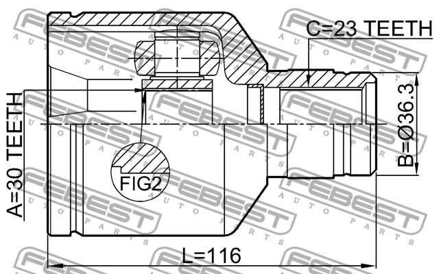 ШРУС внутр правый 30X36.3X23 NISSAN ALMERA G15RA 2012- 0211-G15RAMTRH 0211-G15RAMTRH FEBEST