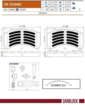 колодки тормозные! WVA29244\MB DB2924482 DANBLOCK