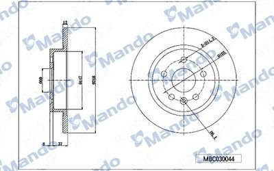 Диск тормозной KIA Carnival (06-) задний (1шт.) MANDO MBC030045 MANDO