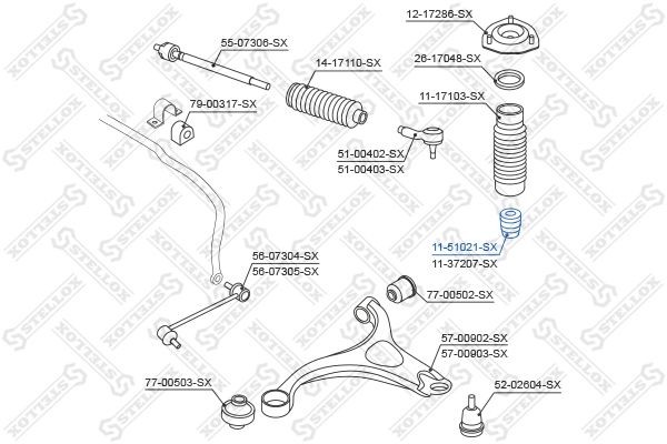 отбойник амортизатора переднего!\ Hyundai Santa Fe 00> 11-51021-SX STELLOX