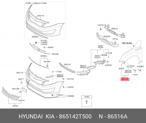 Кронштейн KIA Optima крепления крыла переднего правого OE 865142T500 HYUNDAI KIA