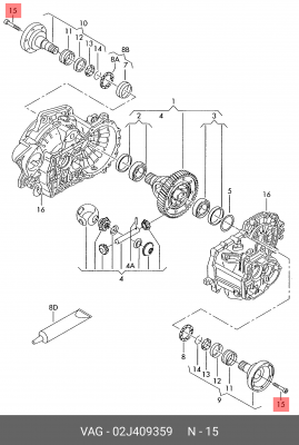 болт с цилиндрической головкой с внутр. шестигран.!\ Audi A1/A2/A3/Q3/TT 97> 02J 409 359 VAG