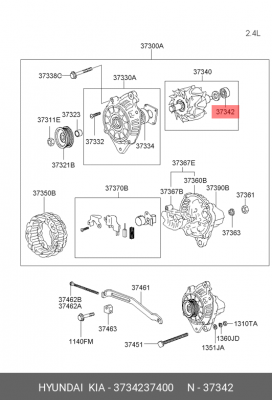 Подшипник генератора HYUNDAI HD35 (17-),Accent (99-),Sonata 5,Santa Fe KIA Ceed, 3734237400 HYUNDAI KIA