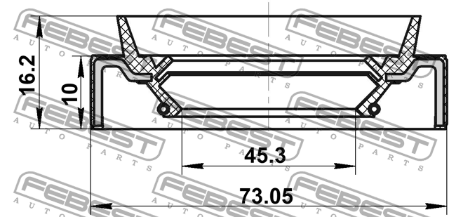 Сальник привода 45.3x73.05x10x16.2 FORD EXPLORER 2011-2013 95JBS-47731016R 95JBS-47731016R FEBEST
