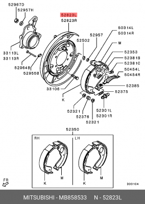 щиток диска тормозного! задний левый\ Mitsubishi MB858533 MITSUBISHI