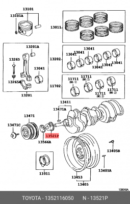 Шкив коленвала 13521-16050 13521-16050 TOYOTA