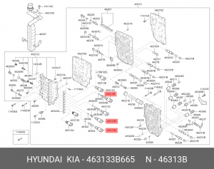 Клапан электромагнитный HYUNDAI Santa Fe (10-),i40 (12-),ix35 (10-) АКПП OE 463133B665 HYUNDAI KIA