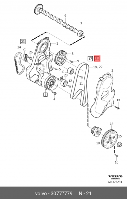 Ремень ГРМ VOLVO C30,S40,S60 OE 30777779 VOLVO