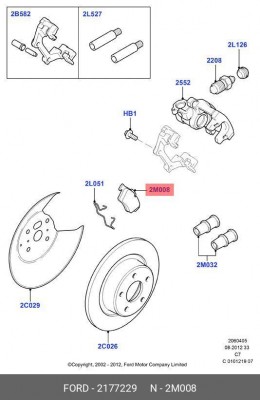 Колодки тормозные FORD Transit Connect (02-) задние (4шт.) OE 2 177 229 FORD