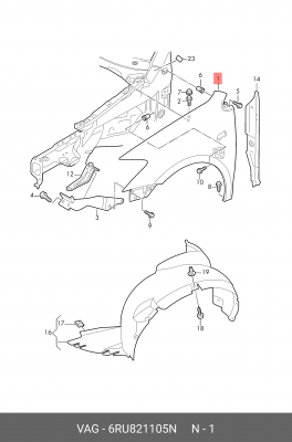 крыло левое!\ VW Polo 10> 6RU821105N VAG