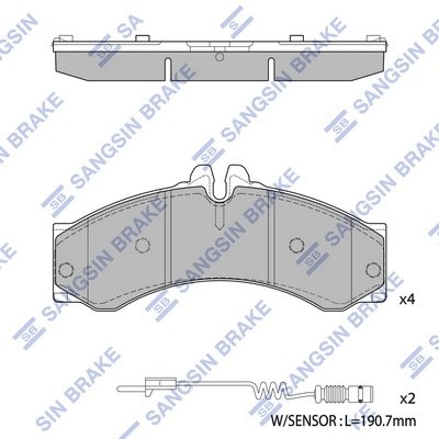 Колодки тормозные MERCEDES Sprinter (96-06) передние (4шт.) SANGSIN SP1277 SANGSIN