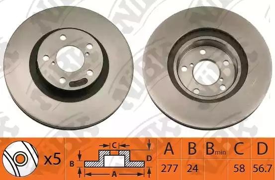 Диск тормозной SUBARU Forester (97-02) передний (1шт.) (мин.2шт.) NIBK RN1010 NIBK