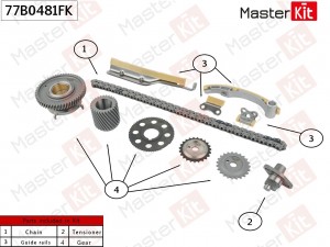 Комплект цепи ГРМ MITSUBISHI 4M41 (2006-) 77B0481FK 77B0481FK MASTER KIT