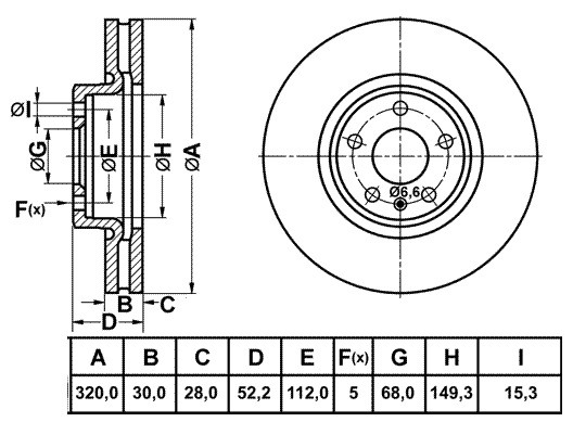 Диск тормозной AUDI A4 (09-),A6 (12-) передний NIBK RN1736 NIBK