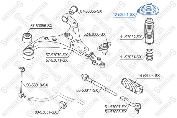 опора амортизатора переднего!\ KIA Sportage, Hyundai Tucson aII 04> 12-53021-SX STELLOX