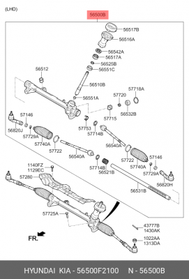Рейка рулевая HYUNDAI Elantra (16-) OE 56500F2100 HYUNDAI KIA