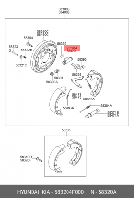 Цилиндр тормозной задний HYUNDAI Porter 2 (04-) левый OE 583204F000 HYUNDAI KIA