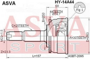 ШРУС НАРУЖНЫЙ 30x50x25 () ASVA [12] HY14A44 HY-14A44 ASVA