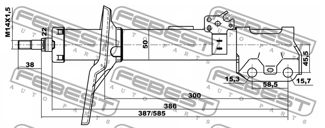 Амортизатор передн правый TOYOTA RAV4 00-05 01664959FR 01664959FR FEBEST