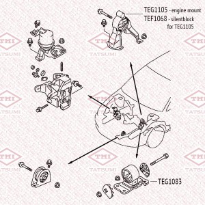 Опора двигателя задняя MITSUBISHI Lancer 07- TEG1105 TEG1105 TATSUMI