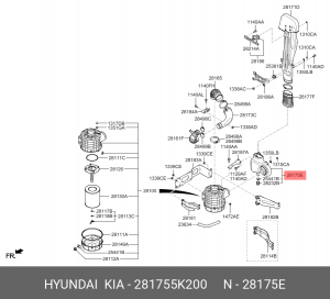 Бачок HYUNDAI HD65,78 дв.D4DD системы вентиляции (пылесборник) OE 281755K200 HYUNDAI KIA