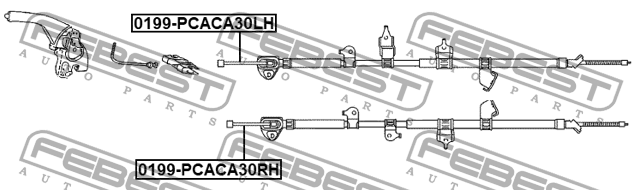 Трос стояночного тормоза TOYOTA Rav 4 (05-12) правый FEBEST 0199-PCACA30RH FEBEST